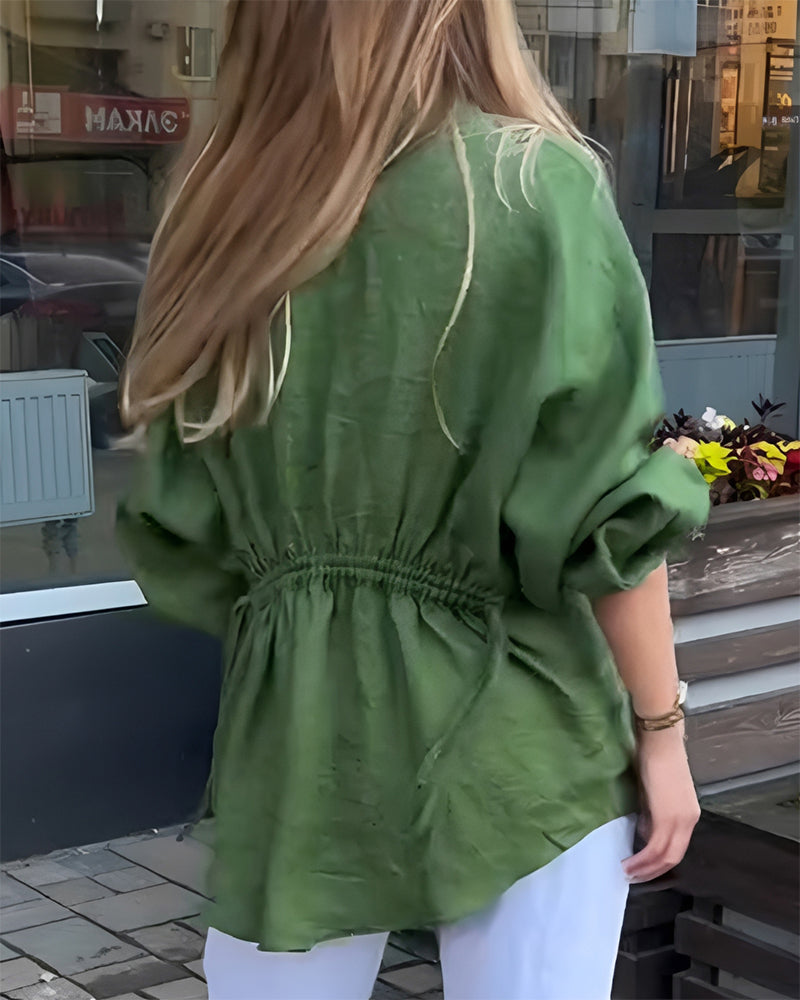 Blouse Taille Élastique Manche Lanterne
