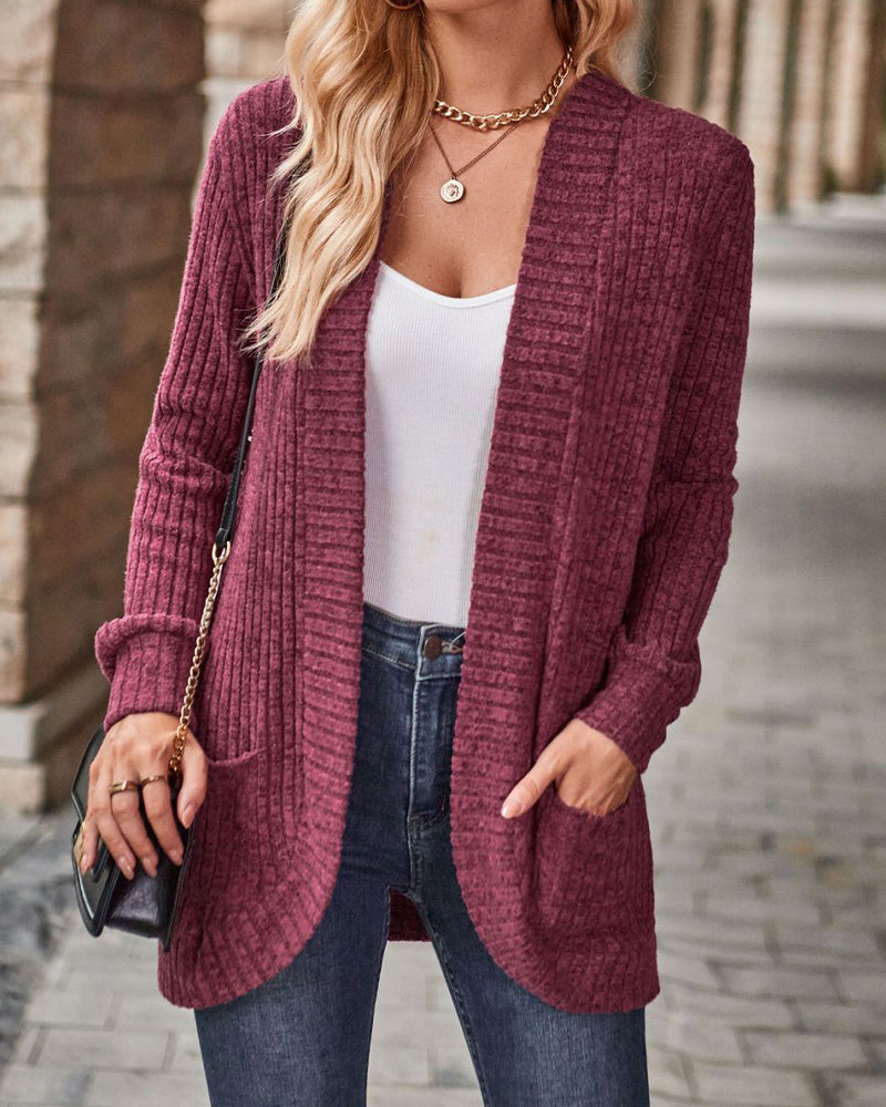 Manteau Brossé Décontracté Manche-Longue