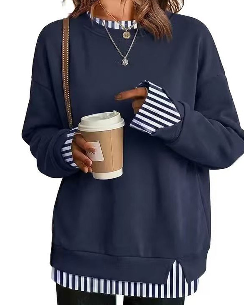 Sweat Faux Superposé Ample Manche Longue