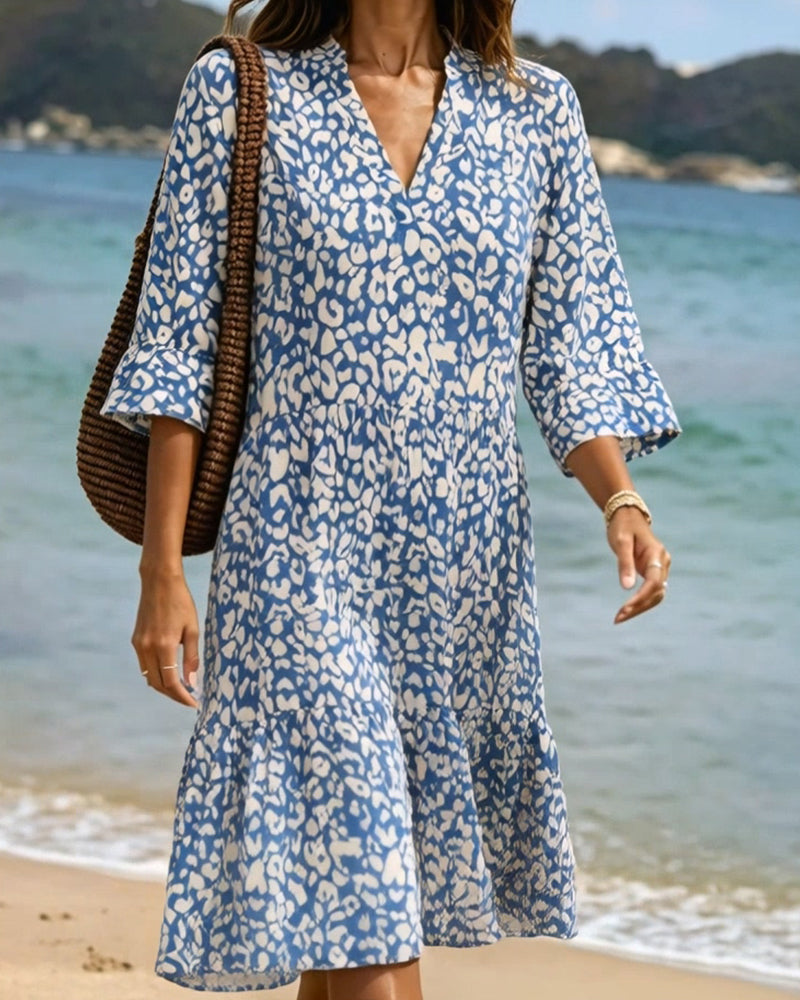 Robe Volant Col En V Léopard