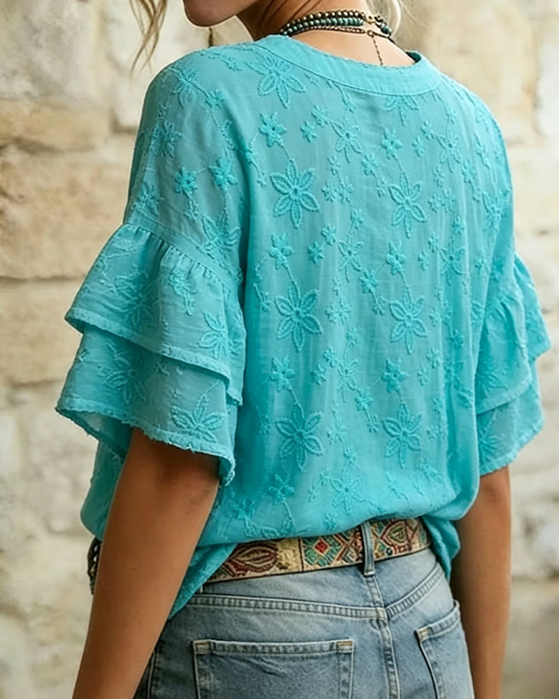 Blouse Double Couche Volant Manche