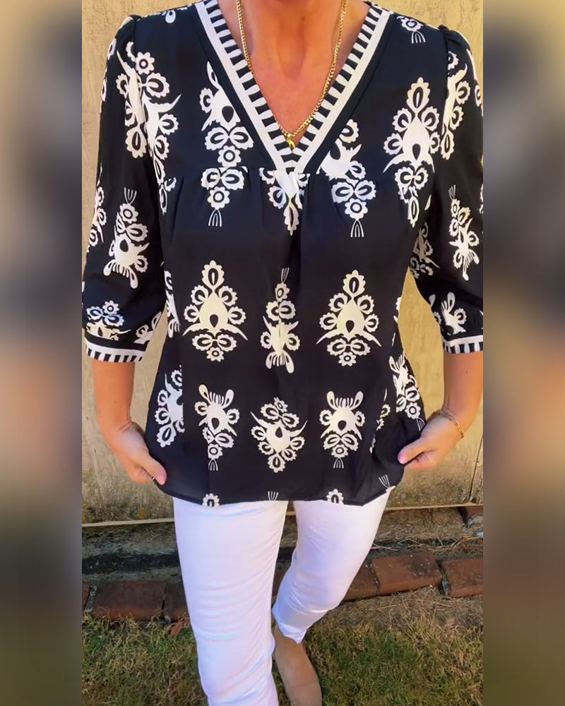 Blouse Manches Trois-Quarts Imprimé