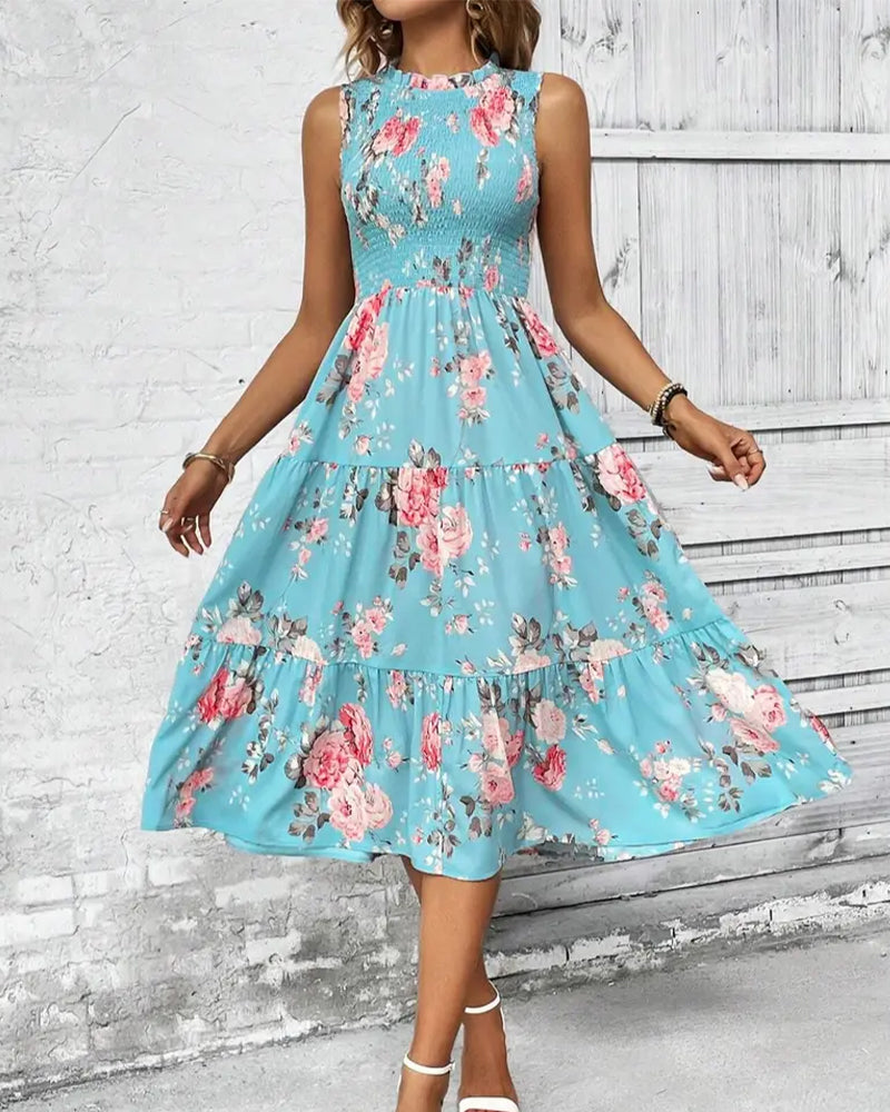 Robe Imprimé Floral Smocké