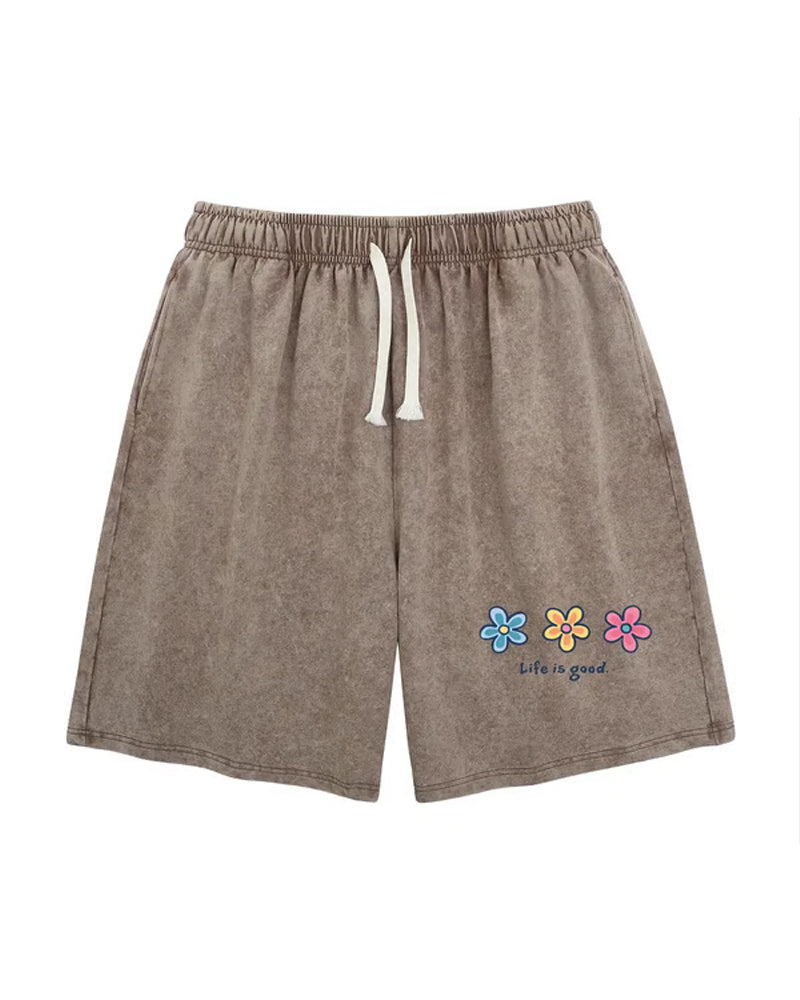 Short Imprimé Fleur Élastique Cordond Tirage