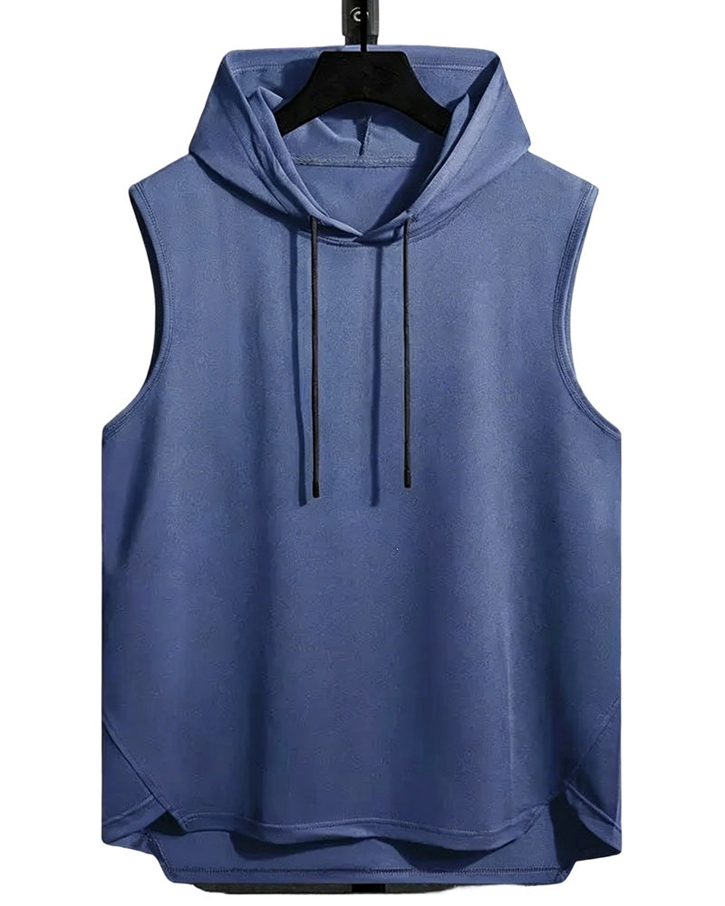 Tank Top Capuche Cordon Sans Manches Sport