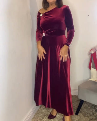 Robe Élégant Velours Boucles Métal