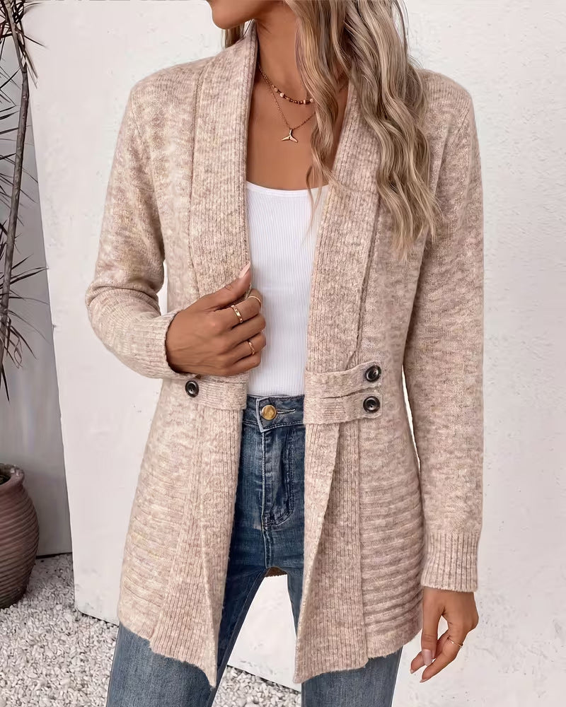 Cardigan Unie Bouton Orné