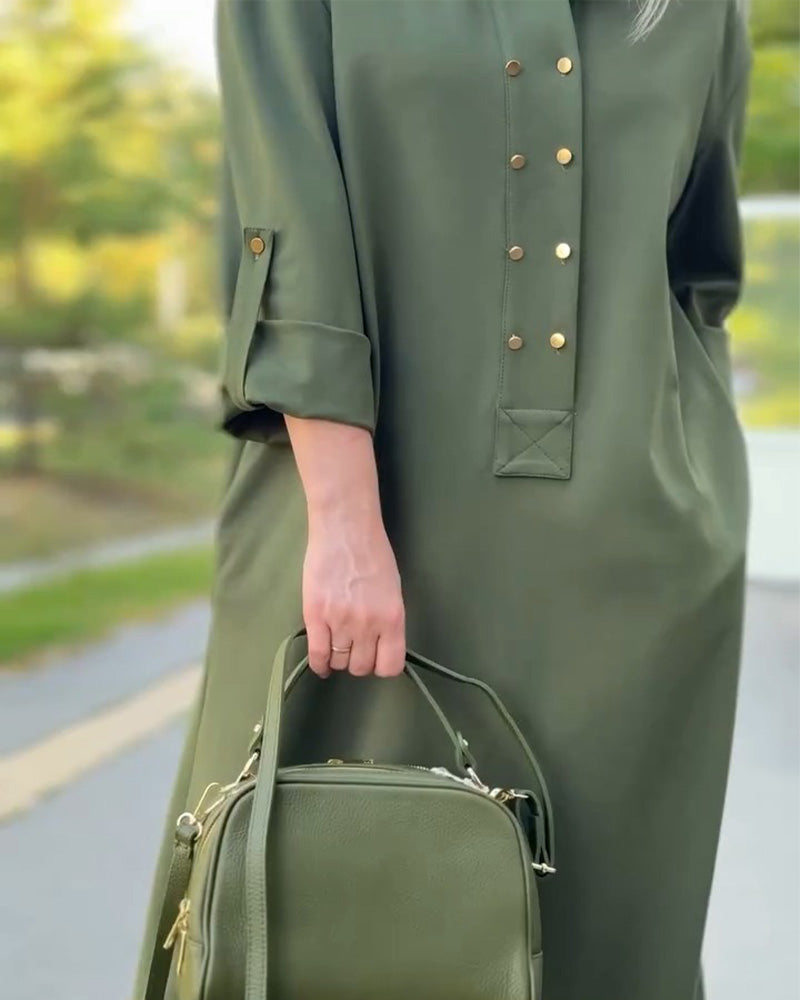 Robe Col Revers Décontractée Poche Shift