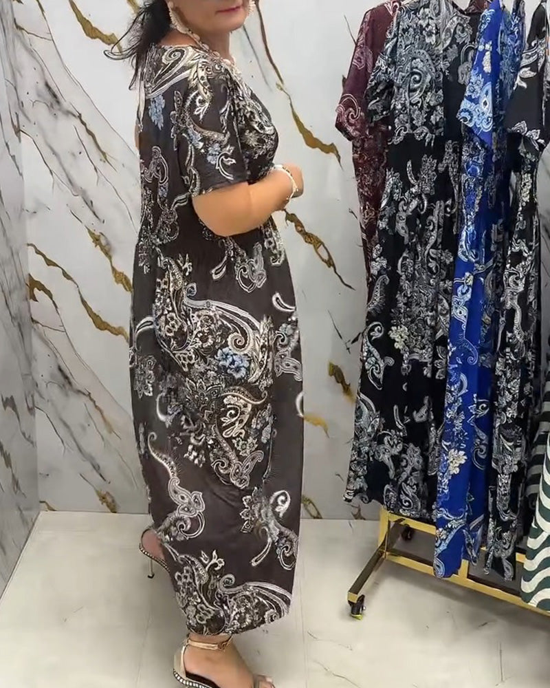 Robe Col V Fleuri Cintrée Maxi