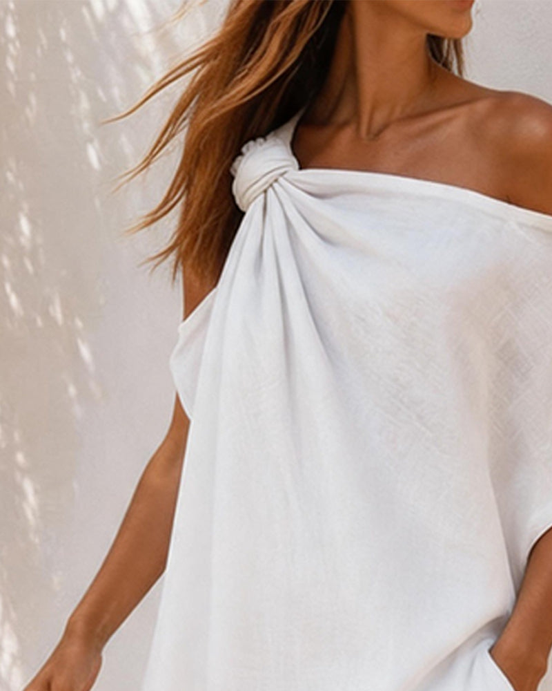 Robe Une Épaule Twist Nœud