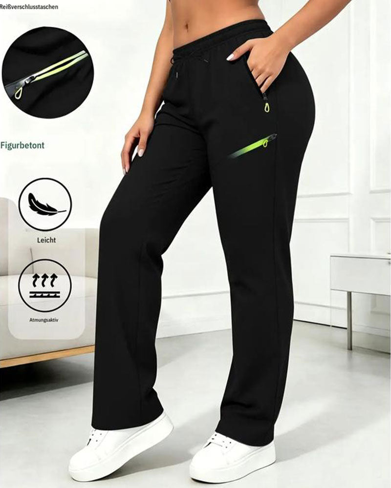 Pantalon Fermeture Éclair Pochette Jambe Droite
