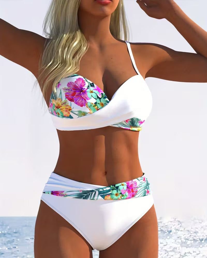 Bikini Bralette Style Imprimé Contrasté