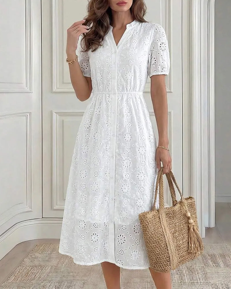 Robes Découpe Col V Chemise
