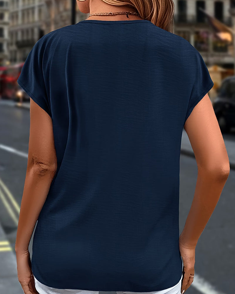 Blouse Volantée Manches Courtes Col V