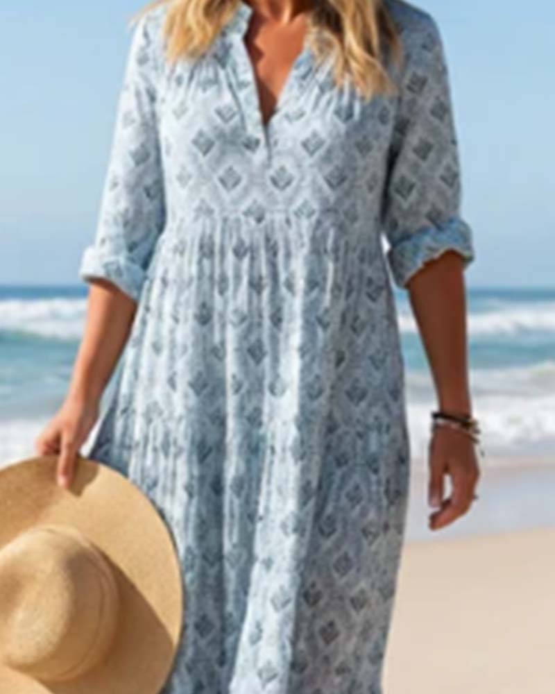 Robe Vintage Col En V Fleurie