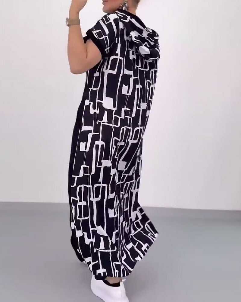 Robe Fermeture Éclair Mi-longue Lâche Contrastée