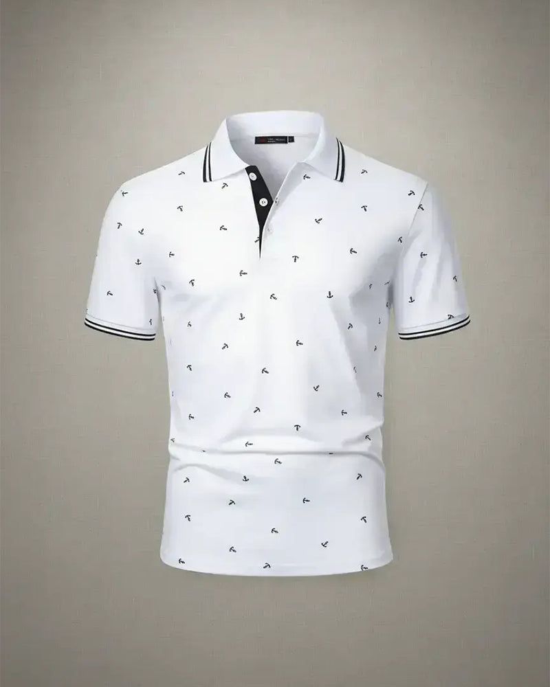 T-Shirt Col Polo Motif Flèche Décontracté