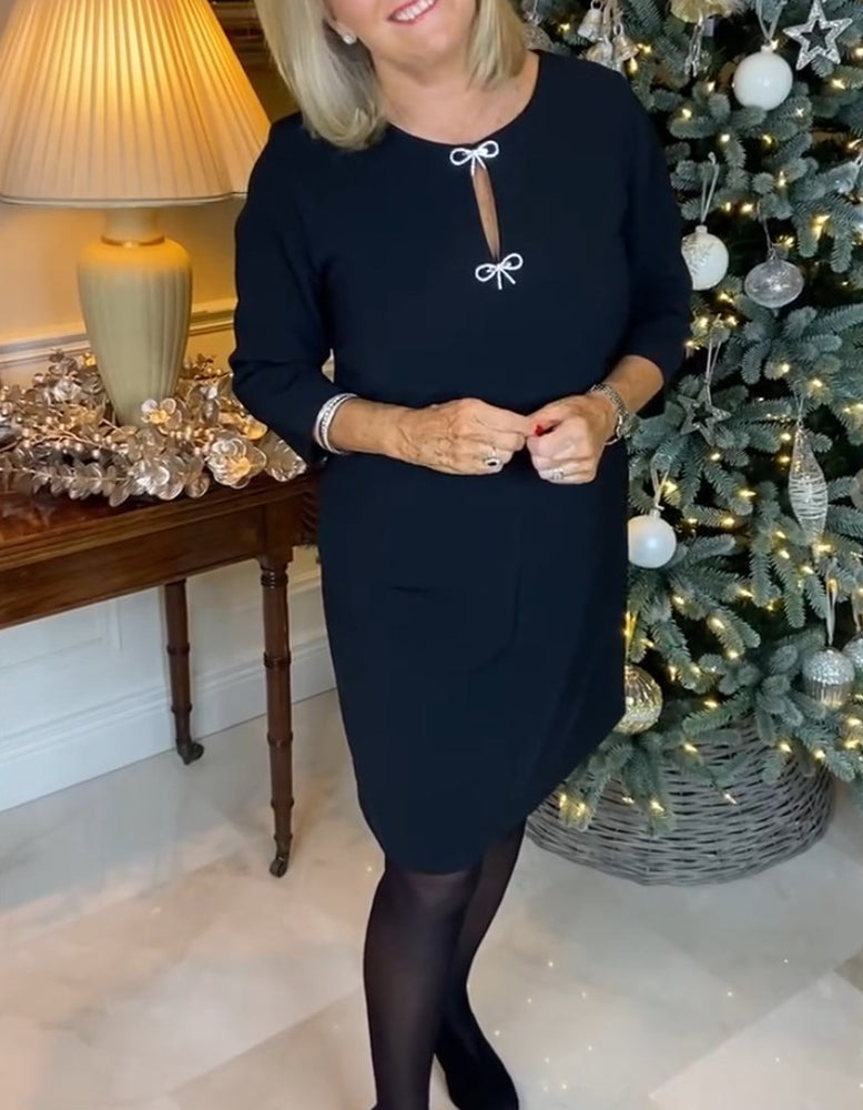 Robe simple à col rond de couleur unie