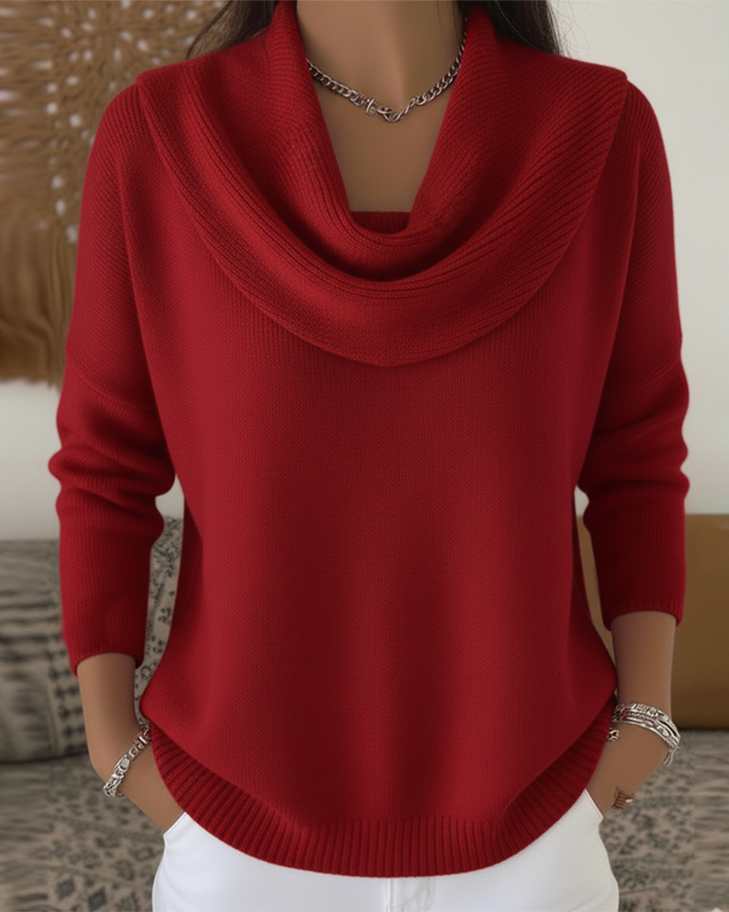 Pull Uni Col en Pile Pullover