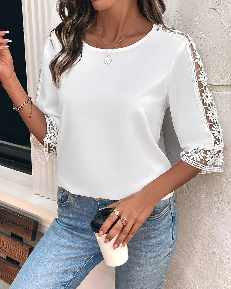 T-shirt Uni Creux Crochet Patchwork