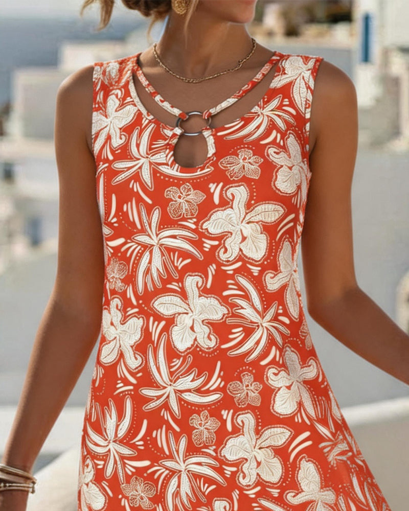 Robe Anneau Métallique Évidé Sans Manches