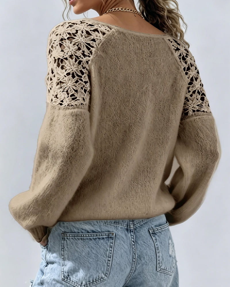Pullover Avec Découpe Dentelle Détail Patchwork