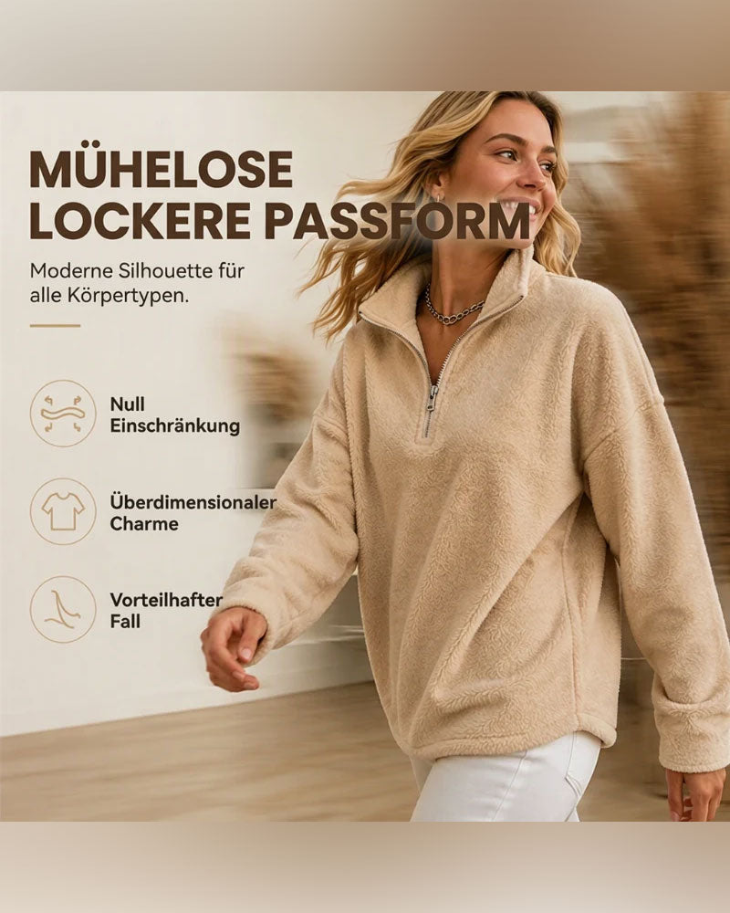 Sweatshirt Fermeture Éclair Petit Col Montant Pullover