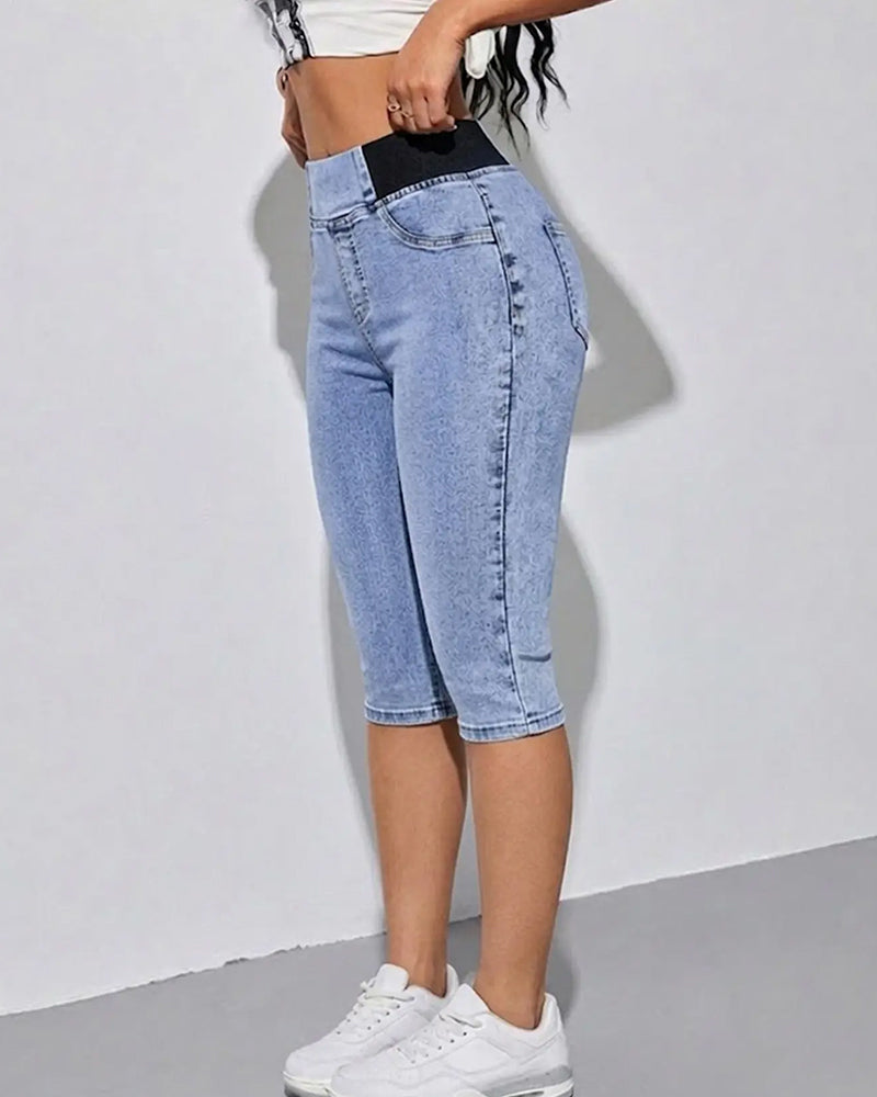 Jean Taille Élastique Cropped