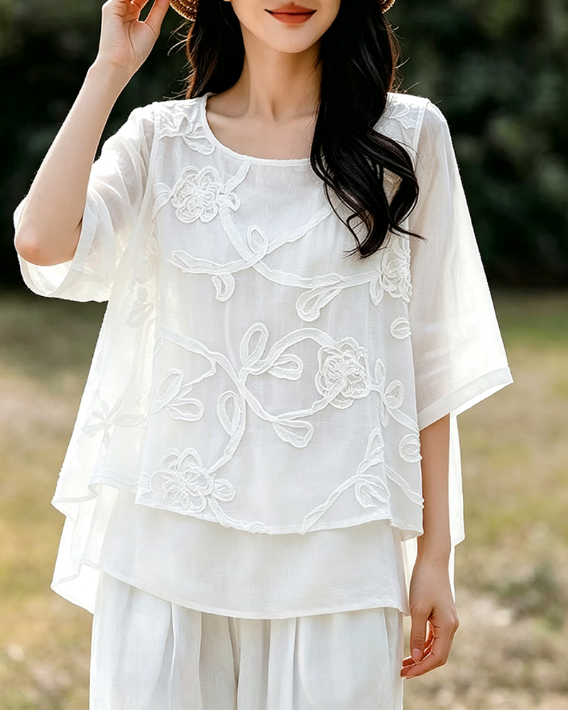 Blouse Uni Col Rond