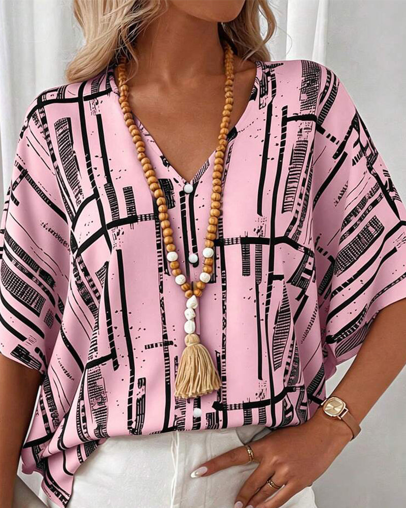 Blouse Col V Ligne Manche Chauve-Souris