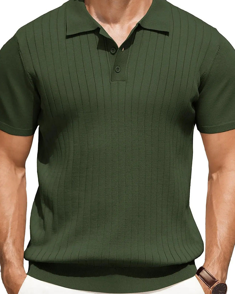 T-Shirt Côtelé Tricot Col Polo