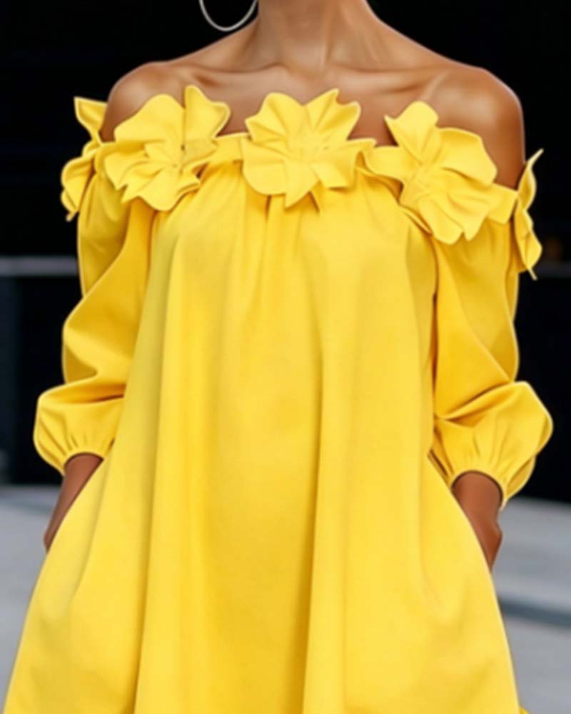 Robe Off-Shoulder Floral Accent
