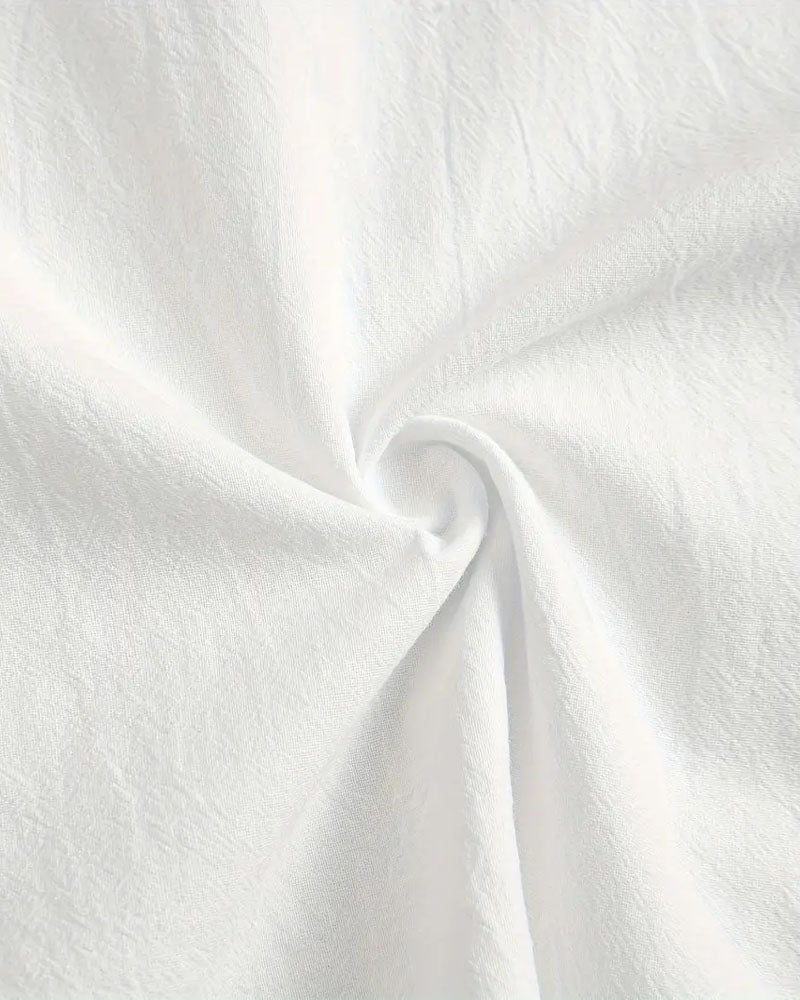 Blouse Col Bouton Uni Manches Courtes