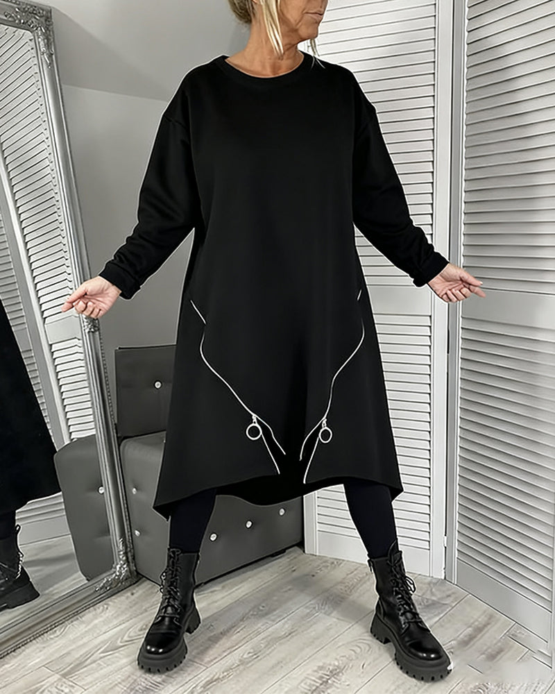 Robe Ample Oversize À Fermeture Éclair