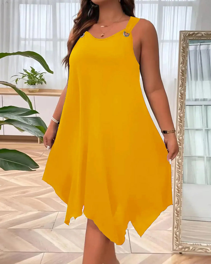 Robe Ourlet Asymétrique Sans Manches Mi-Longue