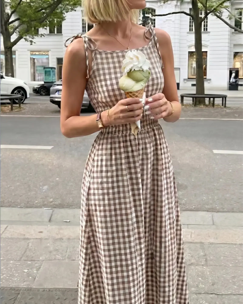 Robe Lacet Écossais Bretelle Ligne A