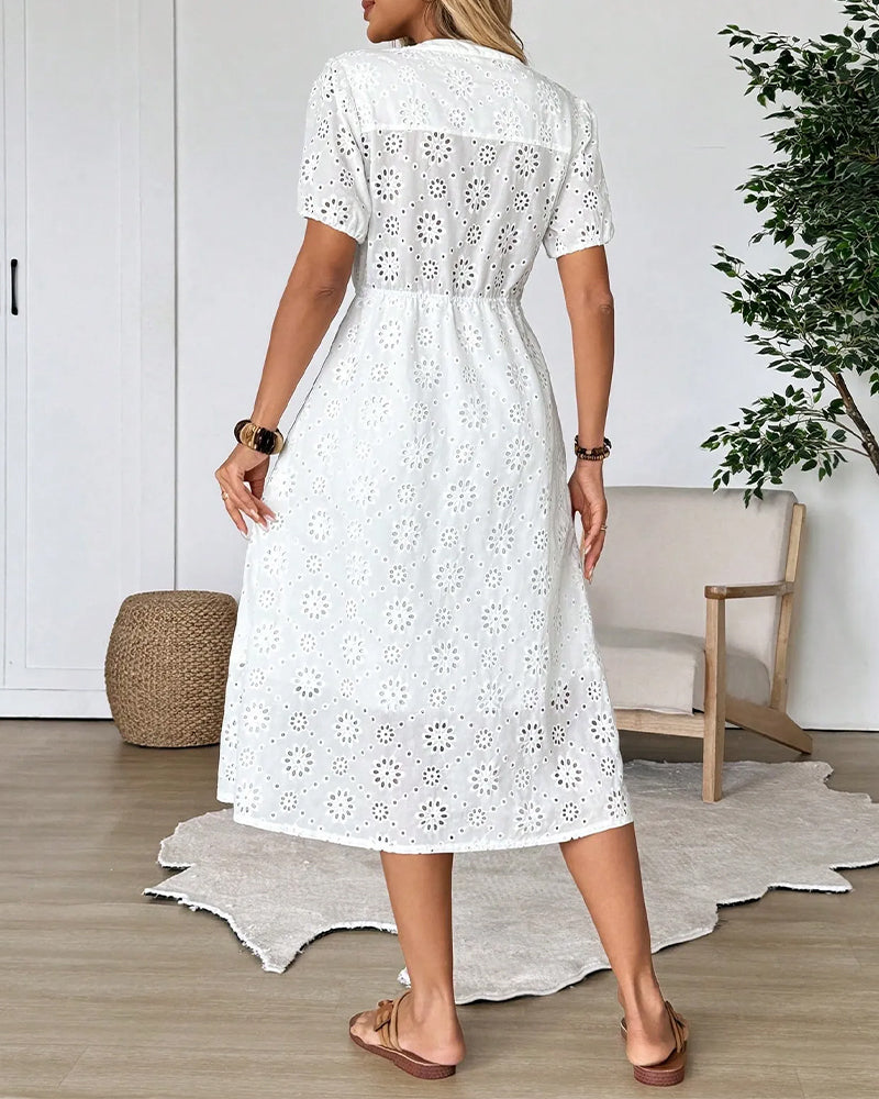 Robes Découpe Col V Chemise