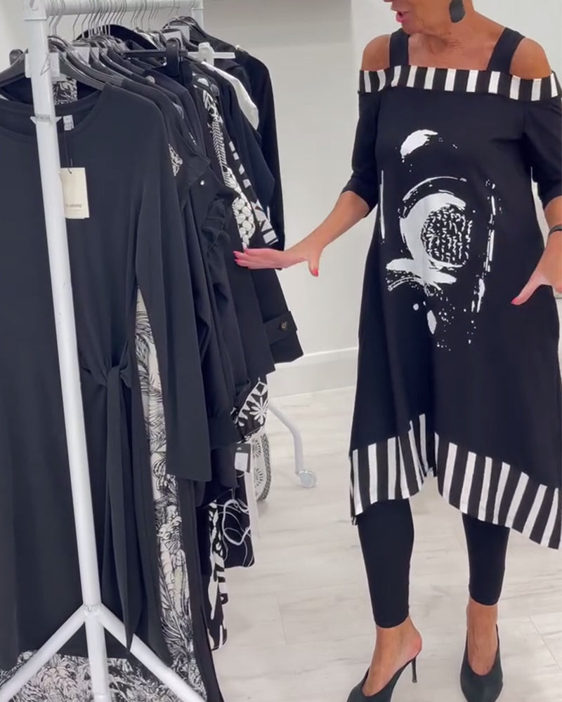 Robe Décolleté Large Imprimé Irrégulier