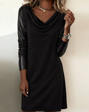 Robe Droite Swing Col Matériau Patchwork