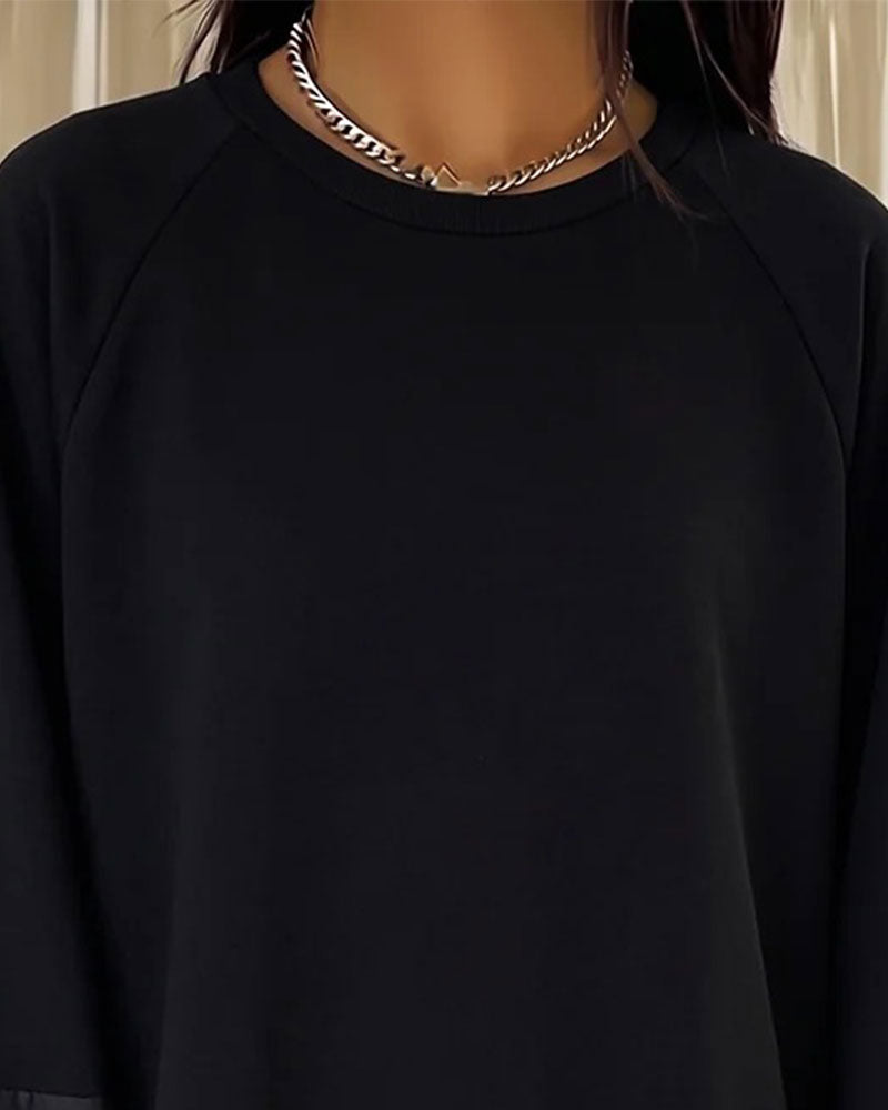 Sweat Col Rond Volant Manches Longues