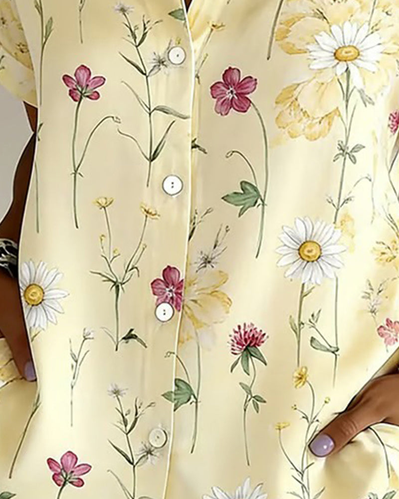 Chemise Frais Imprimé Fleuri