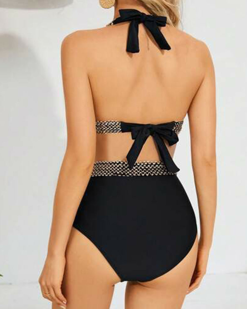 Tankini avec col licou et empiècements