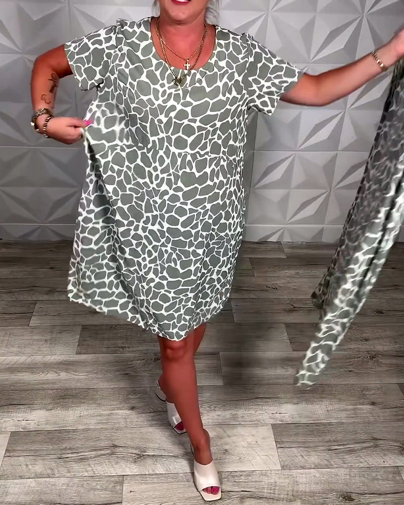 Robe décontractée imprimée col rond