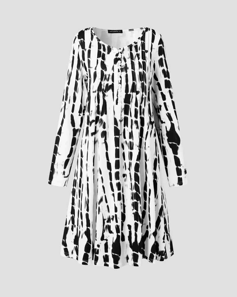 Robe col V boutonnée imprimée