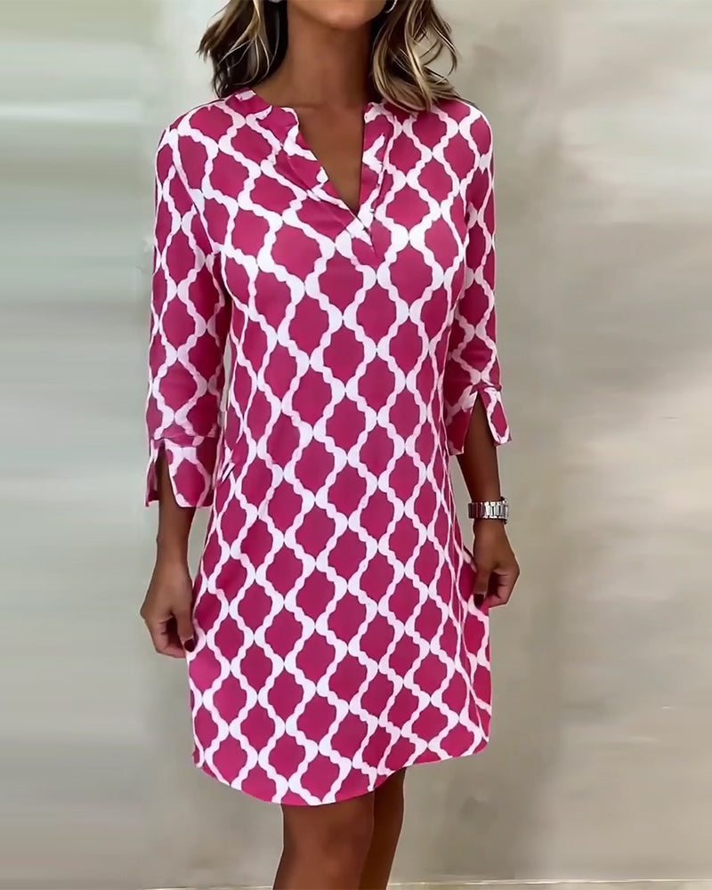 Robe Manches Trois-Quarts Imprimé