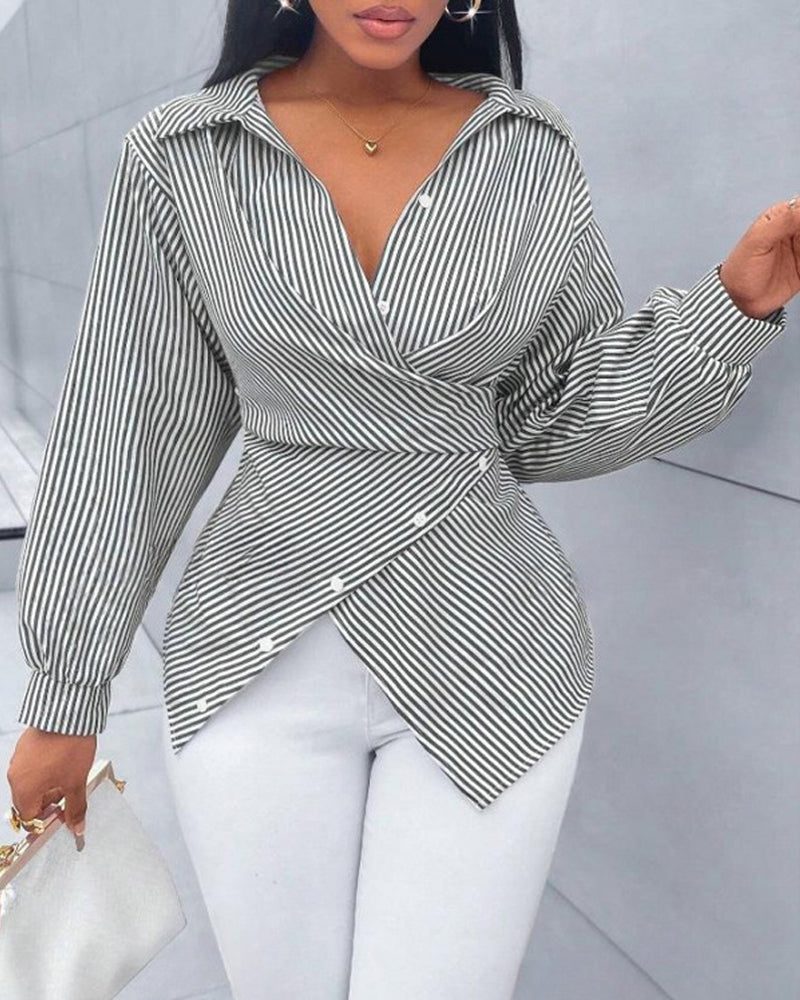 Blouse Rayure Cravate Manche Longue