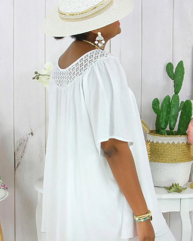 Blouse Unie à Coupe Légère