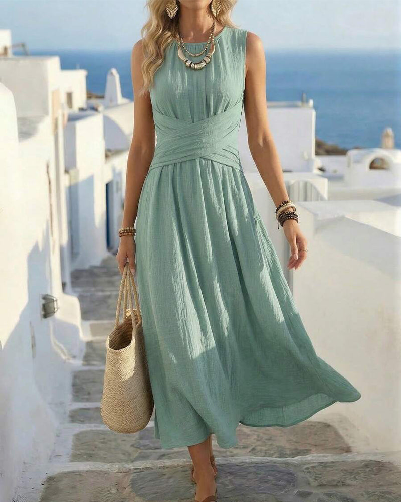 Robe Croisement Taille Sans Manches