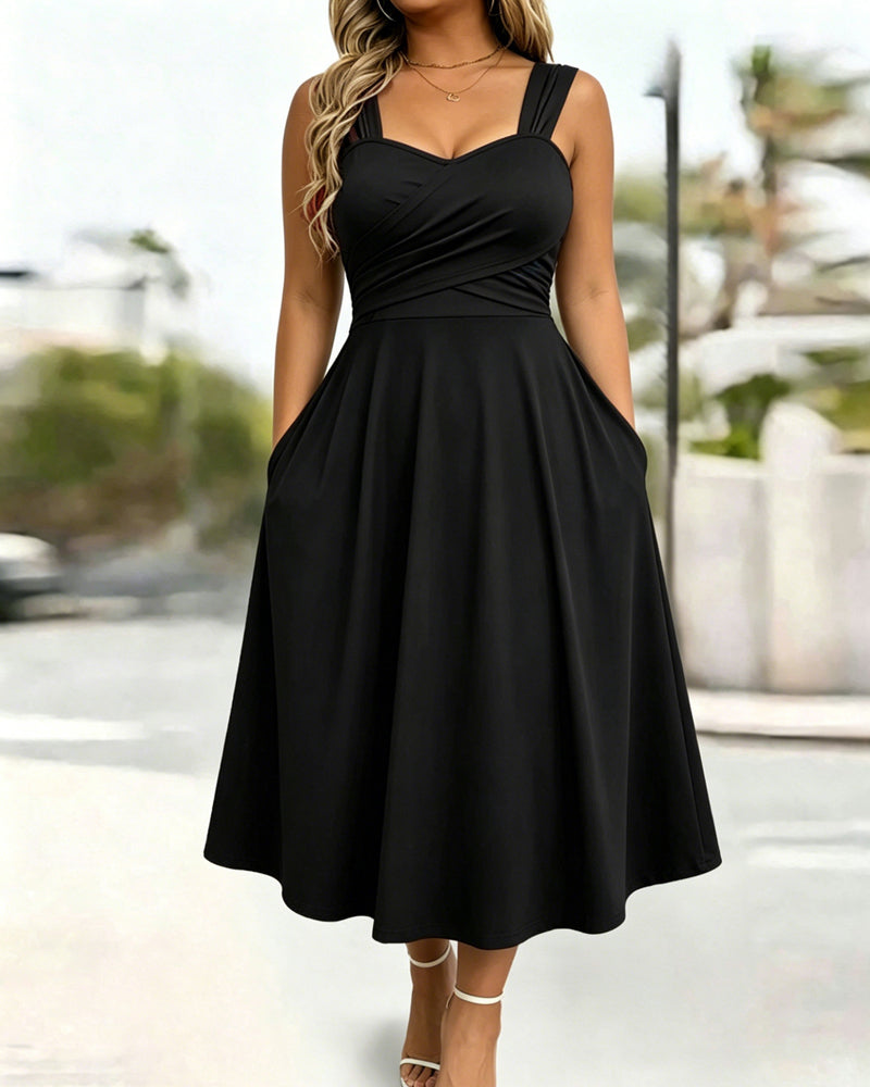 Robe Froncée Bandeau Taille Haute