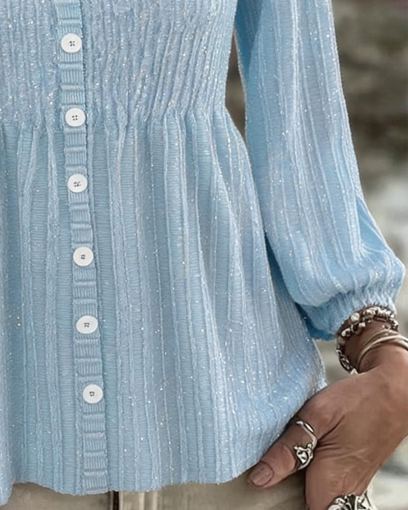 Blouse Élégante Manche Trois-Quarts Boutonnage